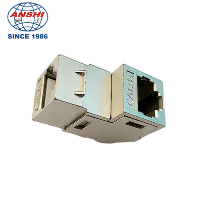 CAT5E CAT6 CAT6A through docking Keystone Jack Wall Panel Mount Connector 90 degree zinc alloy through module panel