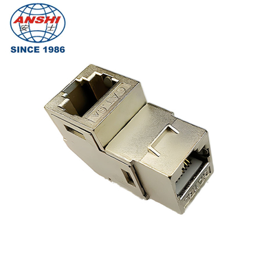 CAT5E CAT6 CAT6A through docking Keystone Jack Wall Panel Mount Connector 90 degree zinc alloy through module panel