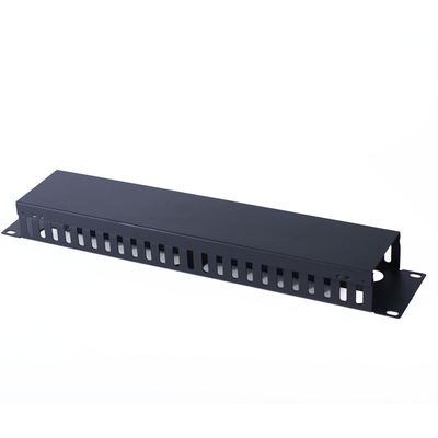 Thickened Cold Rolled Steel Plate Metal Cable Management NSHI 19 Inch 2U 24 Port