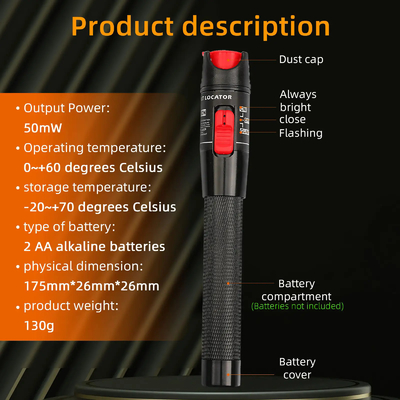 FTTH Optical fiber cable tester red laser fault tracker Universal interface 2.5MM connector SC/ST/FC Visual fault locator 5-50MW