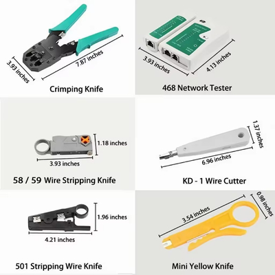 Network Repair Tool Kit RJ45 Crimp Pliers Cable Lan Tester Cutter Stripper testing tools