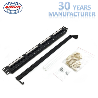 까만 Cat5e UTP 패치 패널, Mountable 110 IDC 유형 Rj45 잭 패널 선반