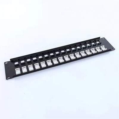 19 인치 32 포트 빈 STP FTP 보호 RJ45 패치 패널 CAT5E CAT6 랙 마운트 네트워크 배포 패널