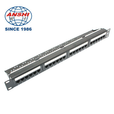 19 인치 32 포트 빈 STP FTP 보호 RJ45 패치 패널 CAT5E CAT6 랙 마운트 네트워크 배포 패널