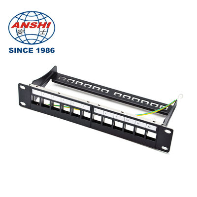 19 인치 32 포트 빈 STP FTP 보호 RJ45 패치 패널 CAT5E CAT6 랙 마운트 네트워크 배포 패널