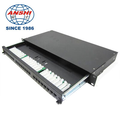 1U 24 포트 Cat5e UTP RJ45 패치 패널 (탈착식 서랍 포함), 블랙 랙 마운트 네트워크 패치 패널